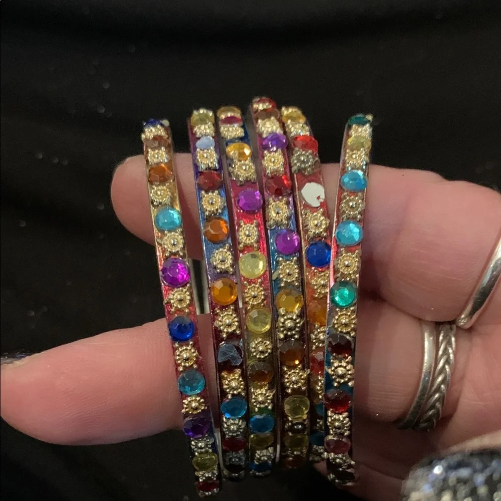 Colorful Gemstone Bangle Set - Picture 1 of 3